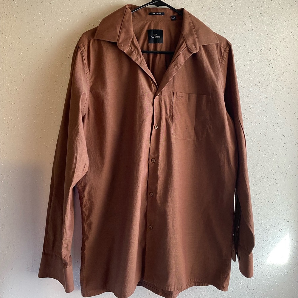 brown button down
